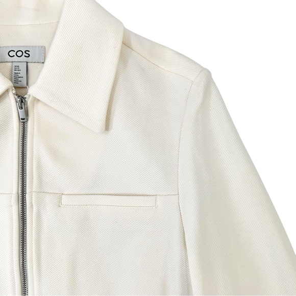 NWT COS Cream White Regular Fit Cropped Twill Lightweight Zip-Up Jacket sz XS - Picture 4 of 9
